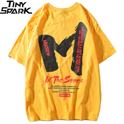 Hip Hop T Shirt Big Letter M Print Streetwear