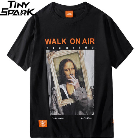 Hip Hop T Shirt Funny Smoking Mona Lisa